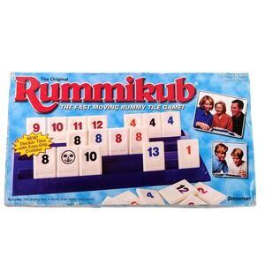 Rummikub Pressman 1997 Rummy Tile Game Complete Custom Wooden Racks Used Good